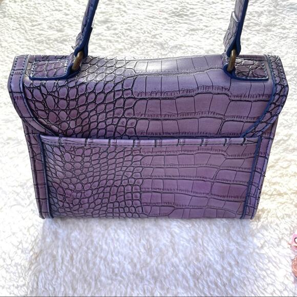 The Emily Bag Chic Purple Croc Embossed Top Handle Mini Satchel Gold Turn Lock - Picture 14 of 15